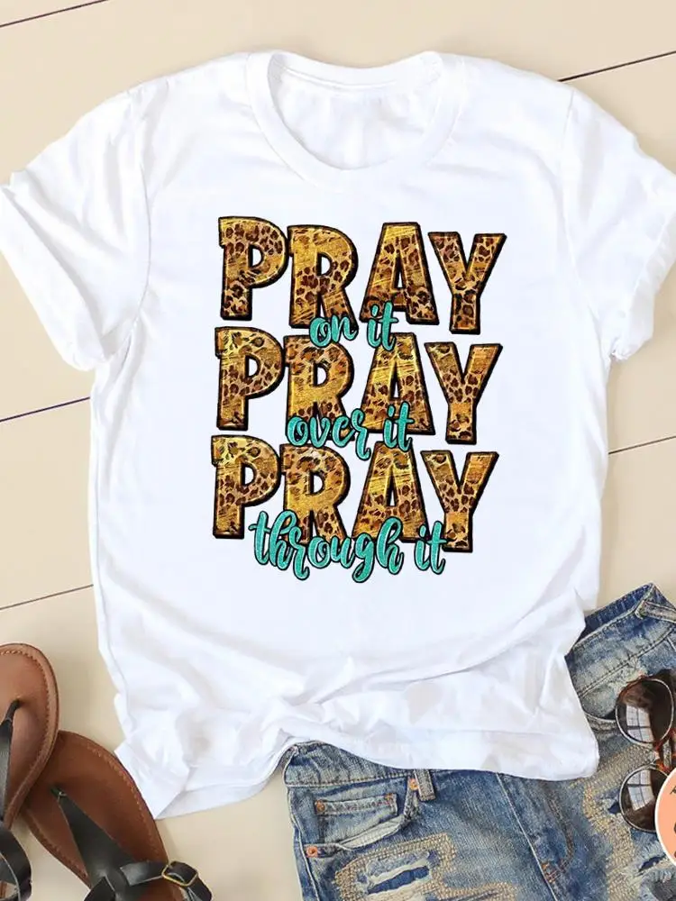 Letter Style Cute 90s Sweet Short Sleeve Fashion Women Print T Faith Clothing Casual Clothes Female T-shirts Ladies Graphic Tee