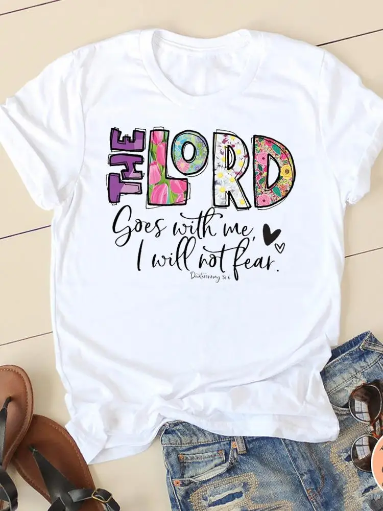 Letter Style Cute 90s Sweet Short Sleeve Fashion Women Print T Faith Clothing Casual Clothes Female T-shirts Ladies Graphic Tee