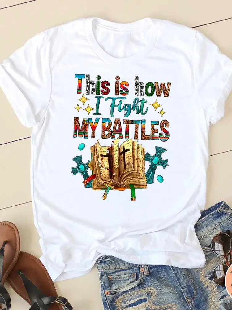 Letter Style Cute 90s Sweet Short Sleeve Fashion Women Print T Faith Clothing Casual Clothes Female T-shirts Ladies Graphic Tee