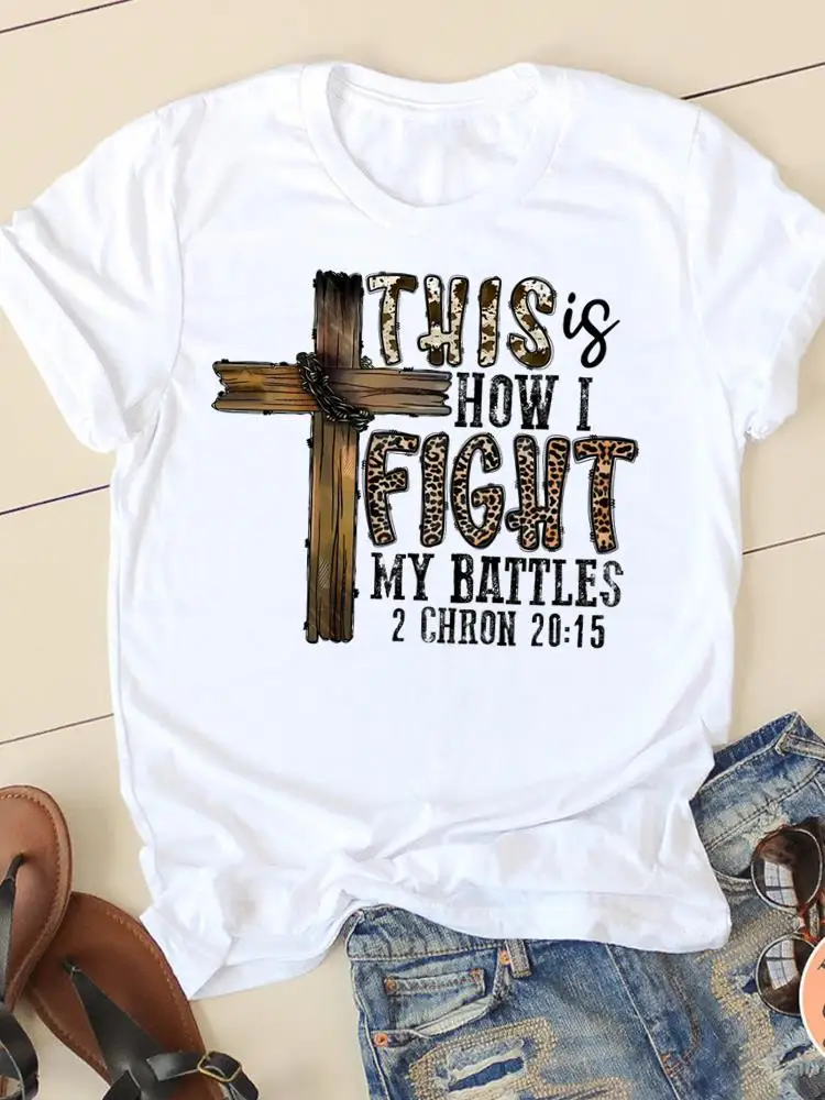 Letter Style Cute 90s Sweet Short Sleeve Fashion Women Print T Faith Clothing Casual Clothes Female T-shirts Ladies Graphic Tee