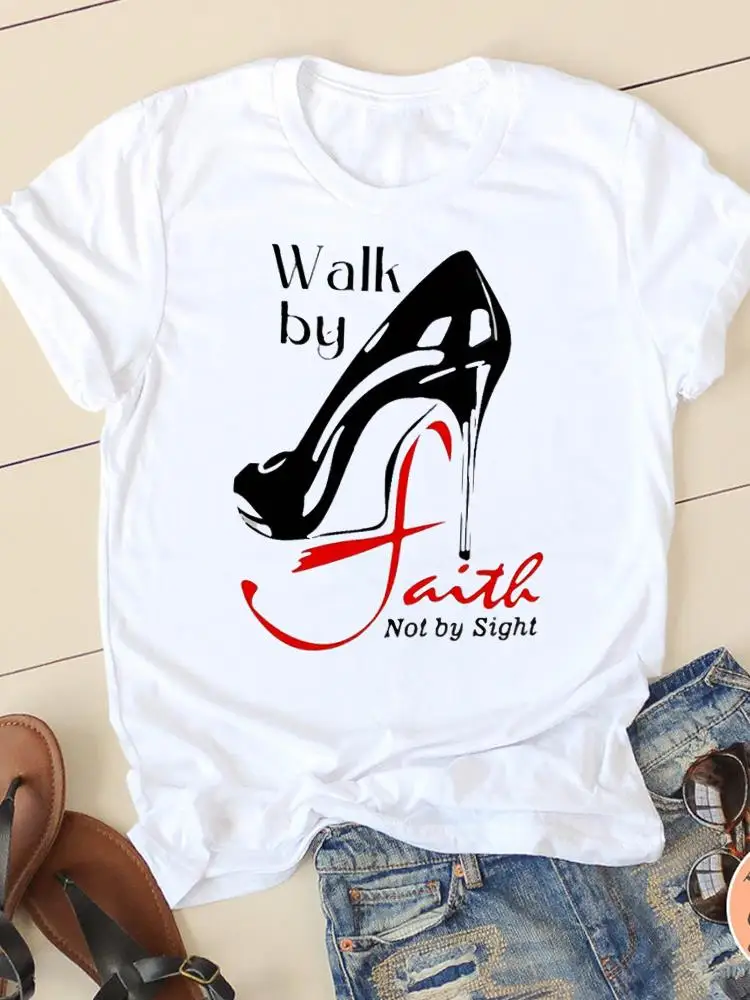 Letter Style Cute 90s Sweet Short Sleeve Fashion Women Print T Faith Clothing Casual Clothes Female T-shirts Ladies Graphic Tee