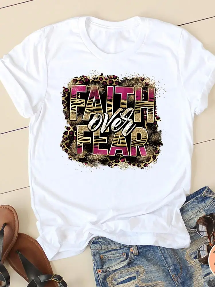 Letter Style Cute 90s Sweet Short Sleeve Fashion Women Print T Faith Clothing Casual Clothes Female T-shirts Ladies Graphic Tee