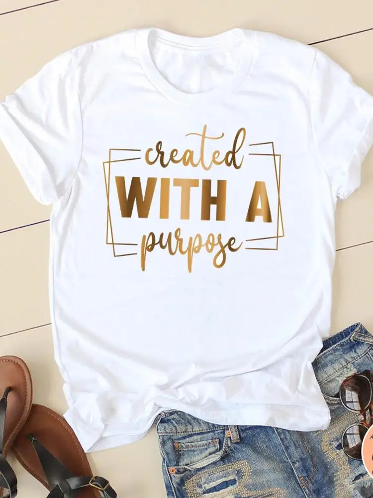 Letter Style Cute 90s Sweet Short Sleeve Fashion Women Print T Faith Clothing Casual Clothes Female T-shirts Ladies Graphic Tee