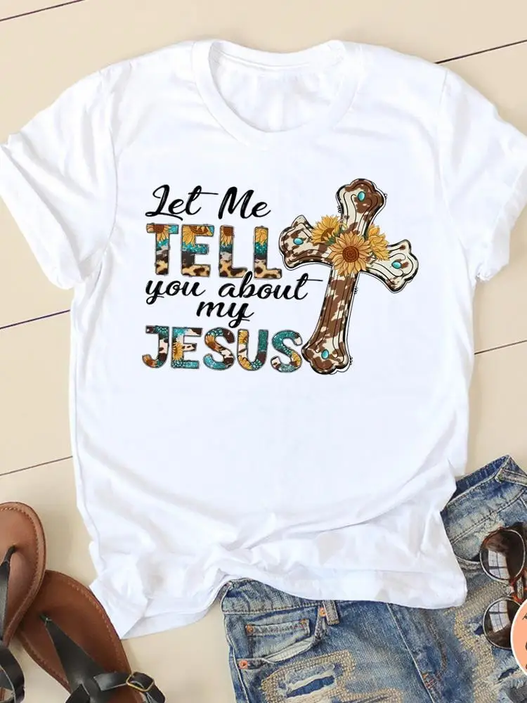 Letter Style Cute 90s Sweet Short Sleeve Fashion Women Print T Faith Clothing Casual Clothes Female T-shirts Ladies Graphic Tee