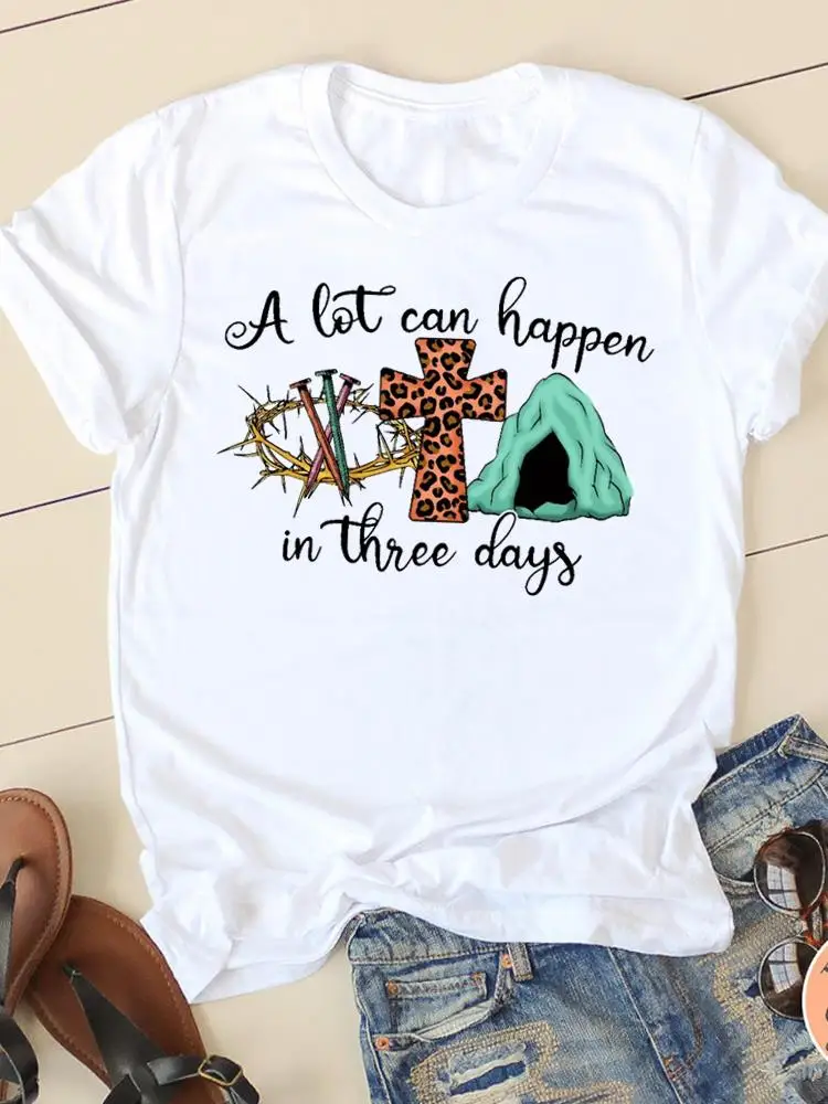 Letter Style Cute 90s Sweet Short Sleeve Fashion Women Print T Faith Clothing Casual Clothes Female T-shirts Ladies Graphic Tee