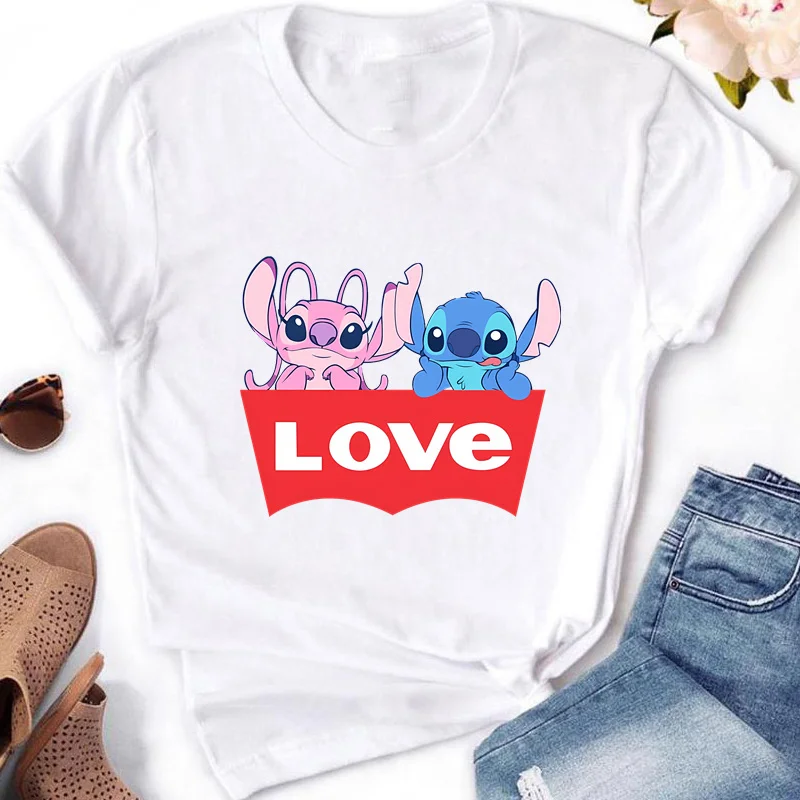 Disney Lilo & Stitch Summer Women Clothes Clothing Short Sleeve Casual Tshirt Print T Shirt Y2K Unisex Tee Top Female Clothes