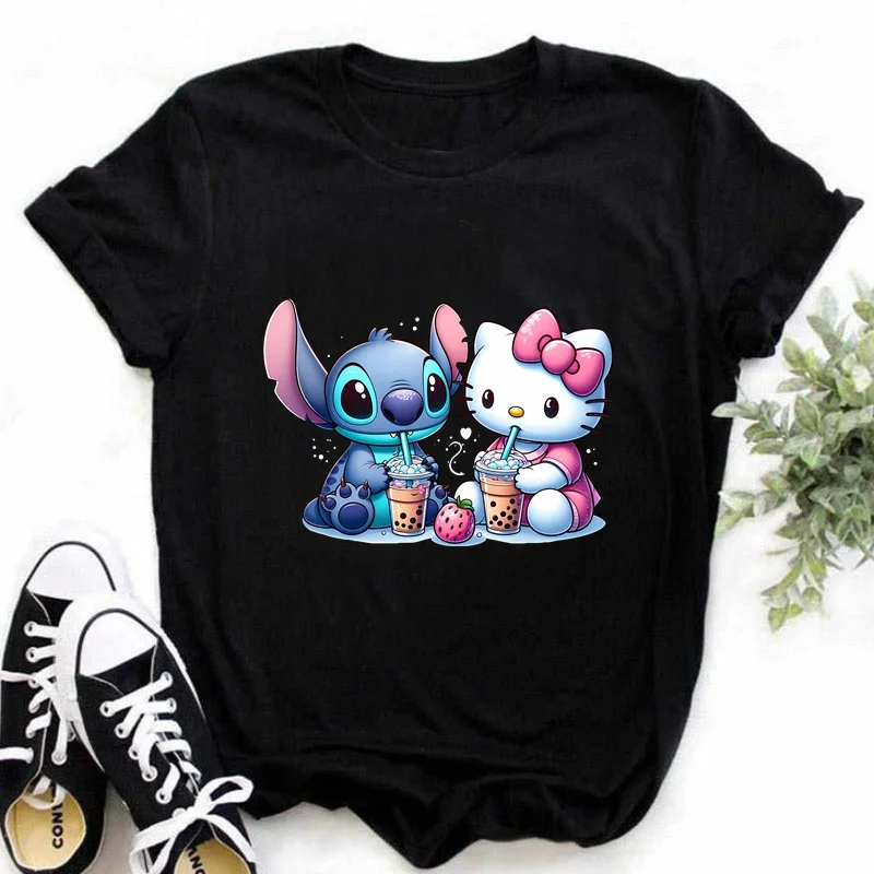 Disney Lilo & Stitch Summer Women Clothes Clothing Short Sleeve Casual Tshirt Print T Shirt Y2K Unisex Tee Top Female Clothes