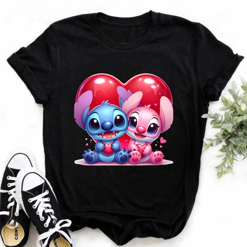 Disney Lilo & Stitch Summer Women Clothes Clothing Short Sleeve Casual Tshirt Print T Shirt Y2K Unisex Tee Top Female Clothes