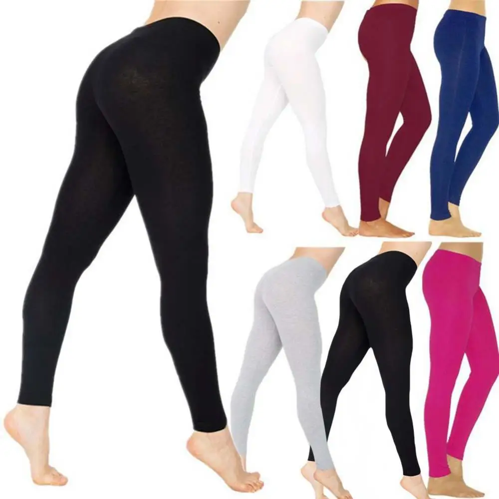 Women Solid Color Stretchy High Waist Slim Tights Leggings Pencil Pants Trousers Women Solid Color Stretchy High Waist Slim Tights Leggings Pencil Pants Trousers