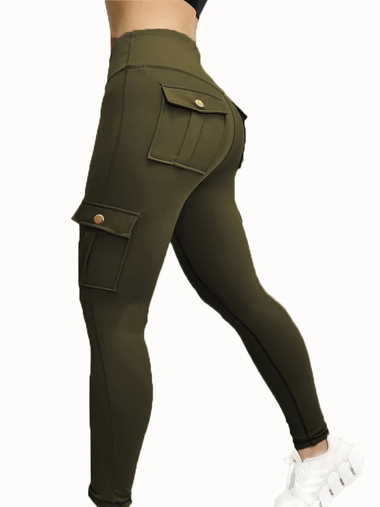 Pockets Gym Leggings Women High Waist Fashion Fitness Pants Skinny Stretch Outdoors Comfortable Sport  Leggings
