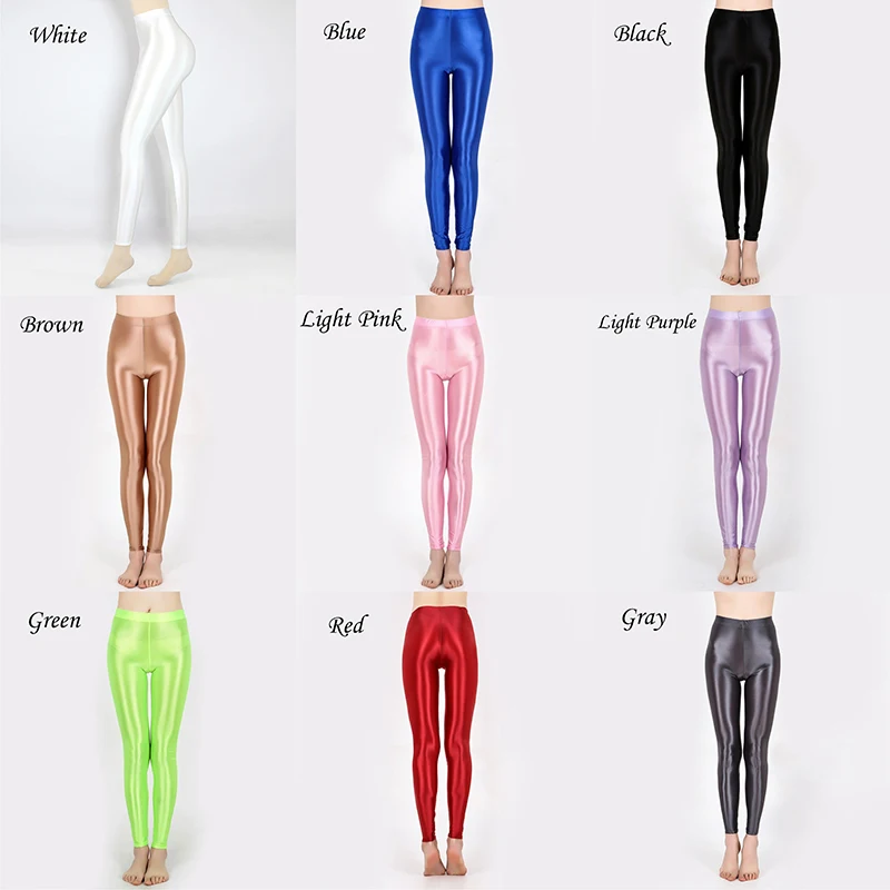 Shiny Glossy Opaque Leggings Shiny High Waist Tights Sexy Stockings Yoga Pants Training Women Sports Leggings Fitness