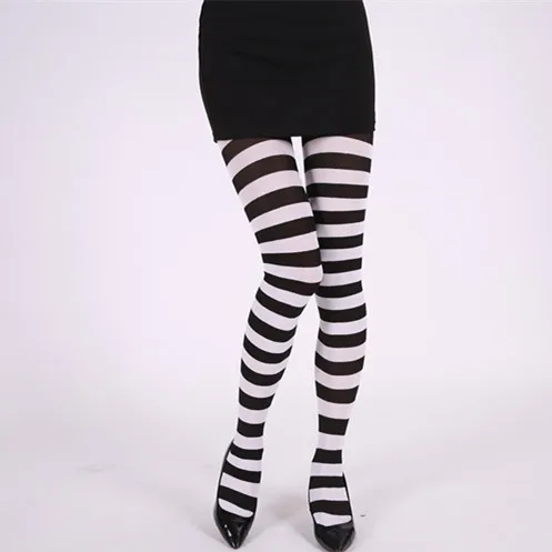 Goth Style Punk Women Striped Pantyhose Rainbow Long Tights Halloween Christmas High Waist Cosplay Stocking Elastic Slim Legging
