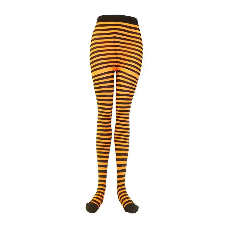 Goth Style Punk Women Striped Pantyhose Rainbow Long Tights Halloween Christmas High Waist Cosplay Stocking Elastic Slim Legging