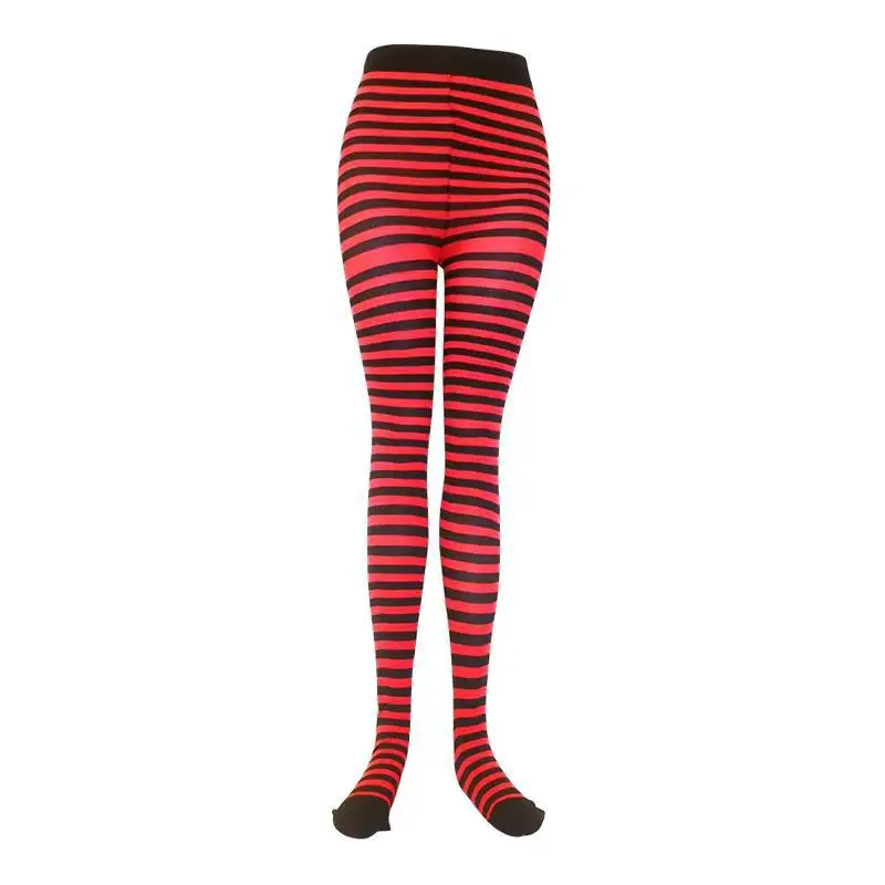 Goth Style Punk Women Striped Pantyhose Rainbow Long Tights Halloween Christmas High Waist Cosplay Stocking Elastic Slim Legging
