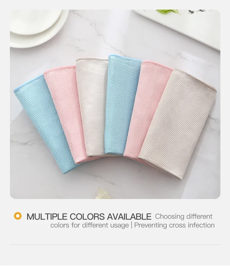 Microfiber Fish Scale Dishcloths Kitchen High Absorbent Oil-proof Washing Rag Glass Window Wipe Cloth Household Cleaning Cloths