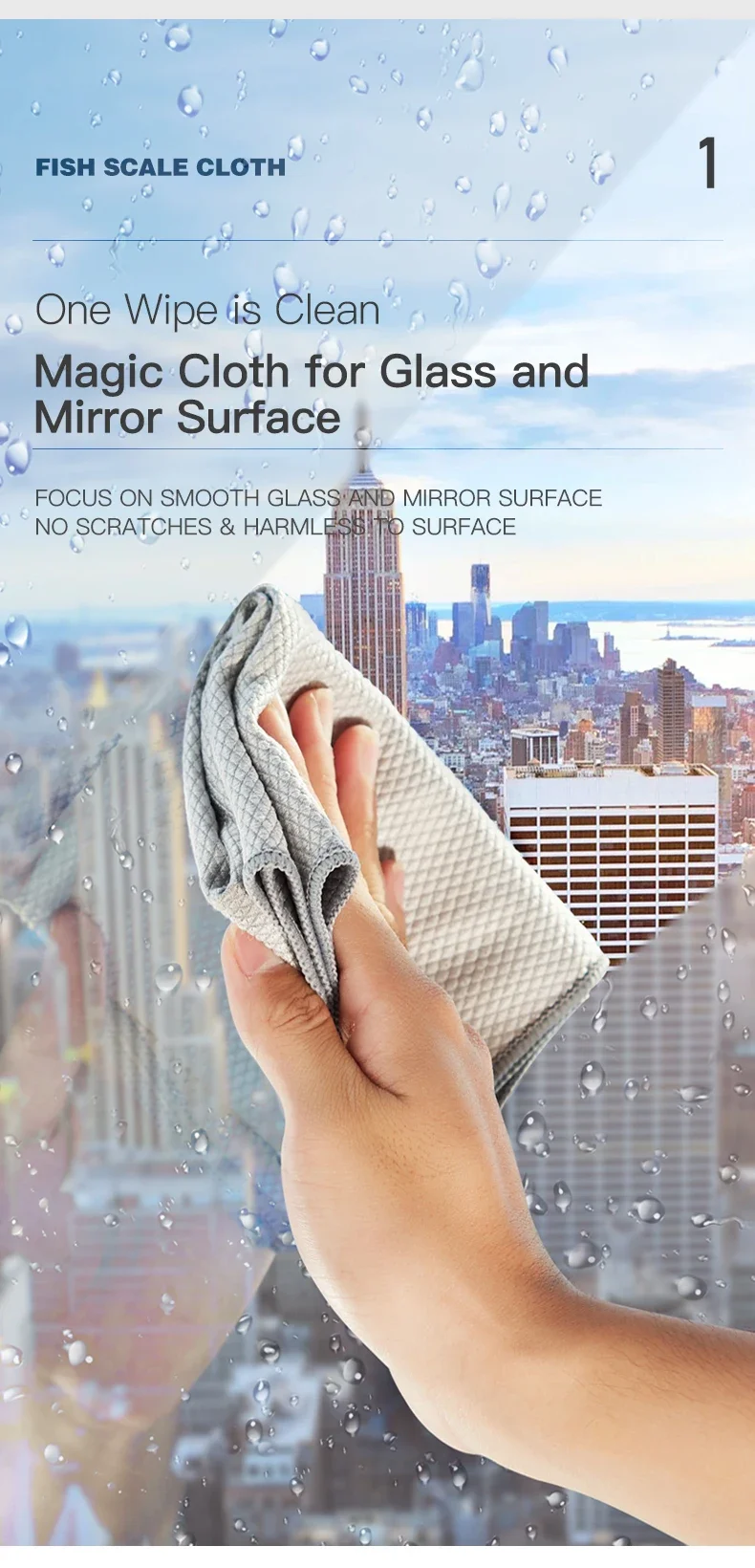 Microfiber Fish Scale Dishcloths Kitchen High Absorbent Oil-proof Washing Rag Glass Window Wipe Cloth Household Cleaning Cloths