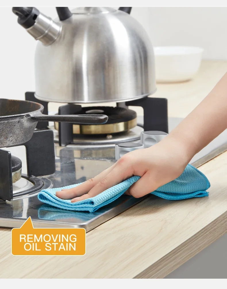 Microfiber Fish Scale Dishcloths Kitchen High Absorbent Oil-proof Washing Rag Glass Window Wipe Cloth Household Cleaning Cloths