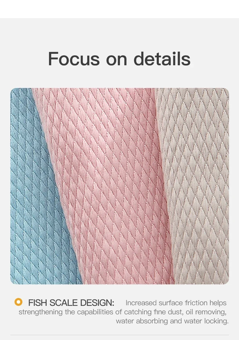 Microfiber Fish Scale Dishcloths Kitchen High Absorbent Oil-proof Washing Rag Glass Window Wipe Cloth Household Cleaning Cloths