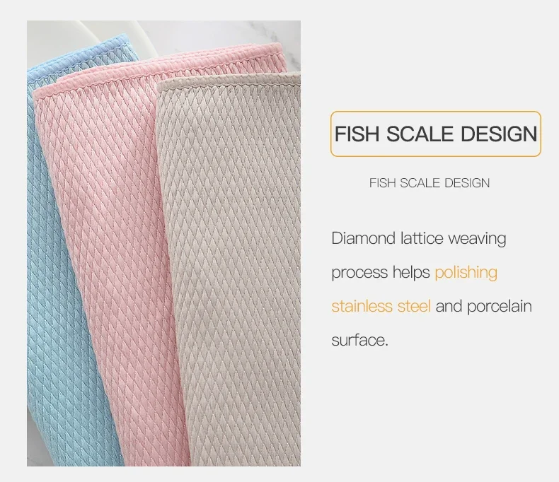 Microfiber Fish Scale Dishcloths Kitchen High Absorbent Oil-proof Washing Rag Glass Window Wipe Cloth Household Cleaning Cloths