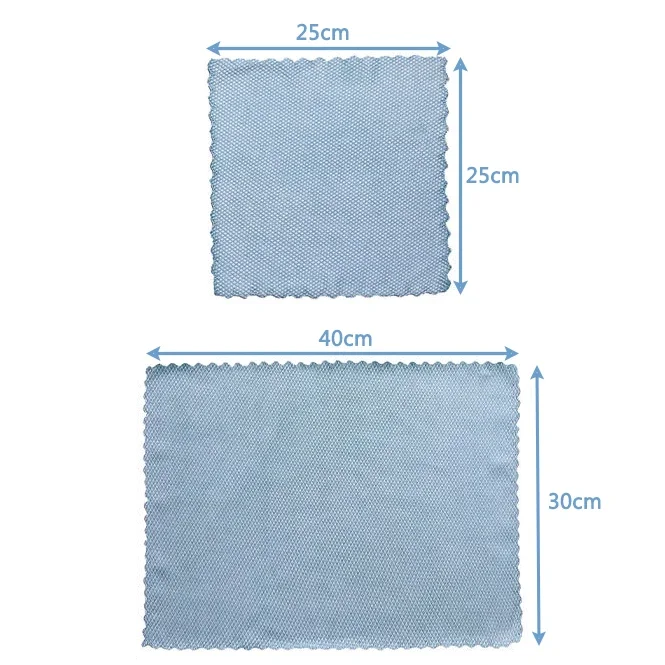 Microfiber Fish Scale Dishcloths Kitchen High Absorbent Oil-proof Washing Rag Glass Window Wipe Cloth Household Cleaning Cloths