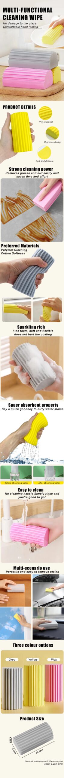 Magical Dust Cleaning Sponges Pva Sponge Damp Clean Duster For Cleaning Blinds Glass Baseboards Vents Railings Mirrors Window