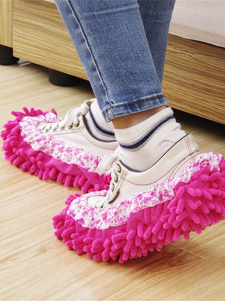 1/2PCS Wholesales Detachable And Washable Floor Slipper Sets, Chenille Shoes Sets, Lazy Floor Slipper Sets, Cleaning Shoes Tools