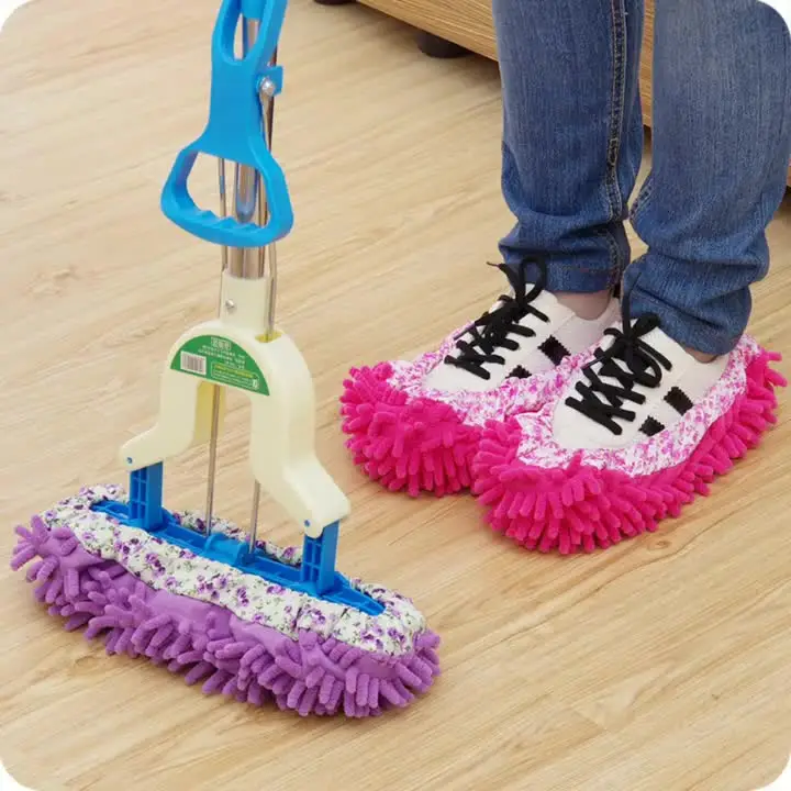 1/2PCS Wholesales Detachable And Washable Floor Slipper Sets, Chenille Shoes Sets, Lazy Floor Slipper Sets, Cleaning Shoes Tools