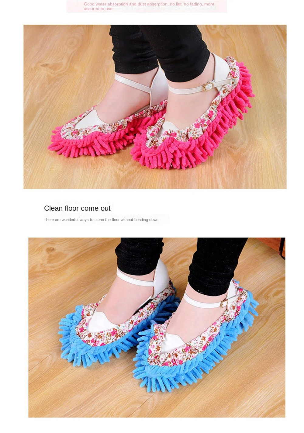 1/2PCS Wholesales Detachable And Washable Floor Slipper Sets, Chenille Shoes Sets, Lazy Floor Slipper Sets, Cleaning Shoes Tools