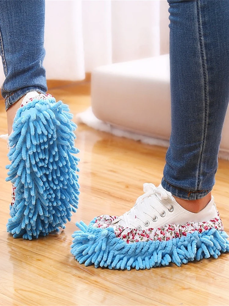 1/2PCS Wholesales Detachable And Washable Floor Slipper Sets, Chenille Shoes Sets, Lazy Floor Slipper Sets, Cleaning Shoes Tools
