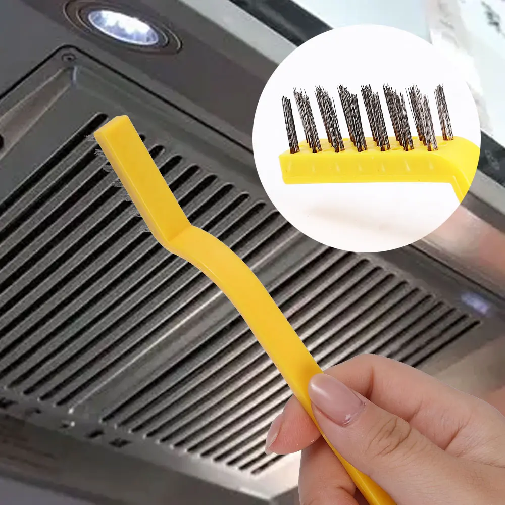 3Pcs Gas Stove Cleaning Brushes Kitchen Range Hood Brush Copper Wire Stainless Steel Nylon Wire Brush Kitchen Cleaning Tools