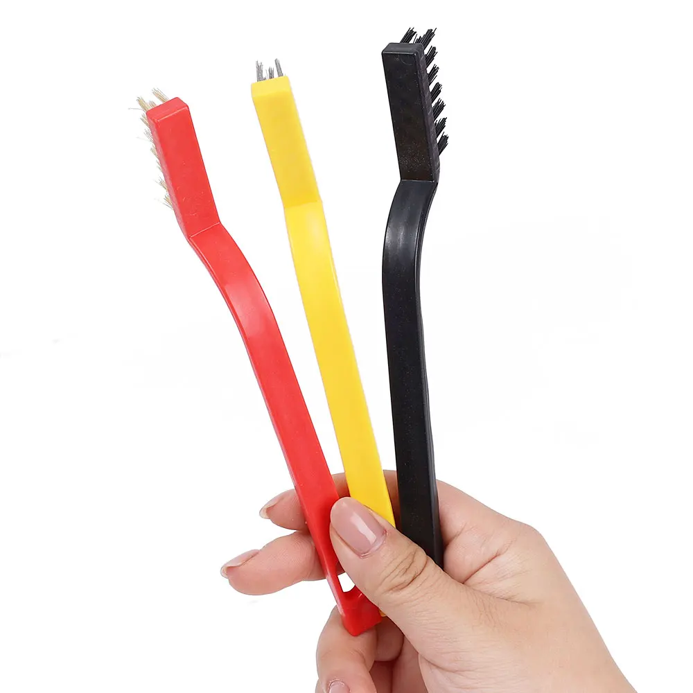 3Pcs Gas Stove Cleaning Brushes Kitchen Range Hood Brush Copper Wire Stainless Steel Nylon Wire Brush Kitchen Cleaning Tools