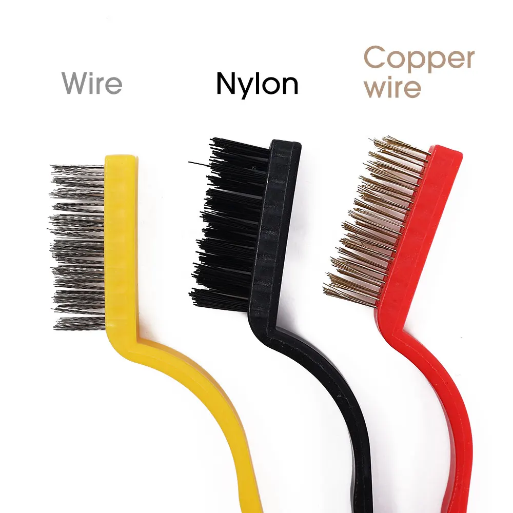 3Pcs Gas Stove Cleaning Brushes Kitchen Range Hood Brush Copper Wire Stainless Steel Nylon Wire Brush Kitchen Cleaning Tools