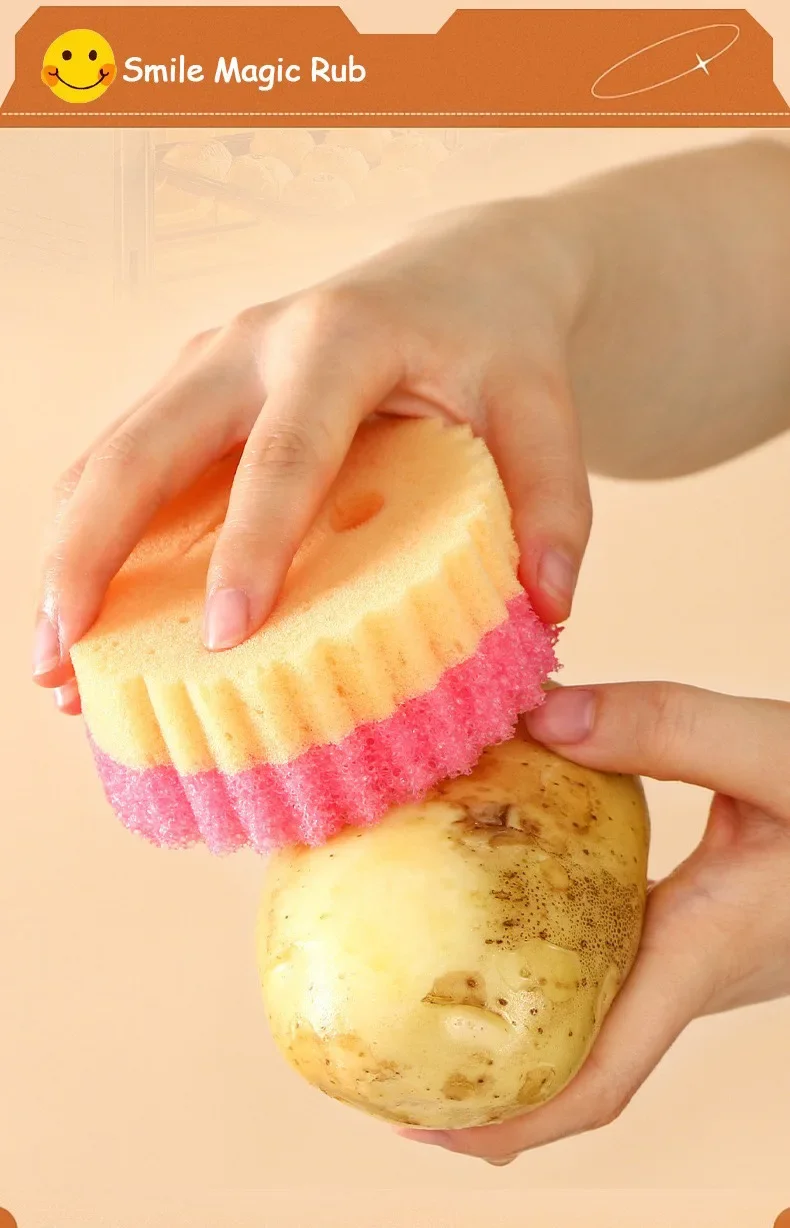 Two Side Dish Washing Sponge Kitchen Cleaning Strong Scouring Pad Miracle Sponge Household Kitchen Magic Cleaning Wipe Sponge