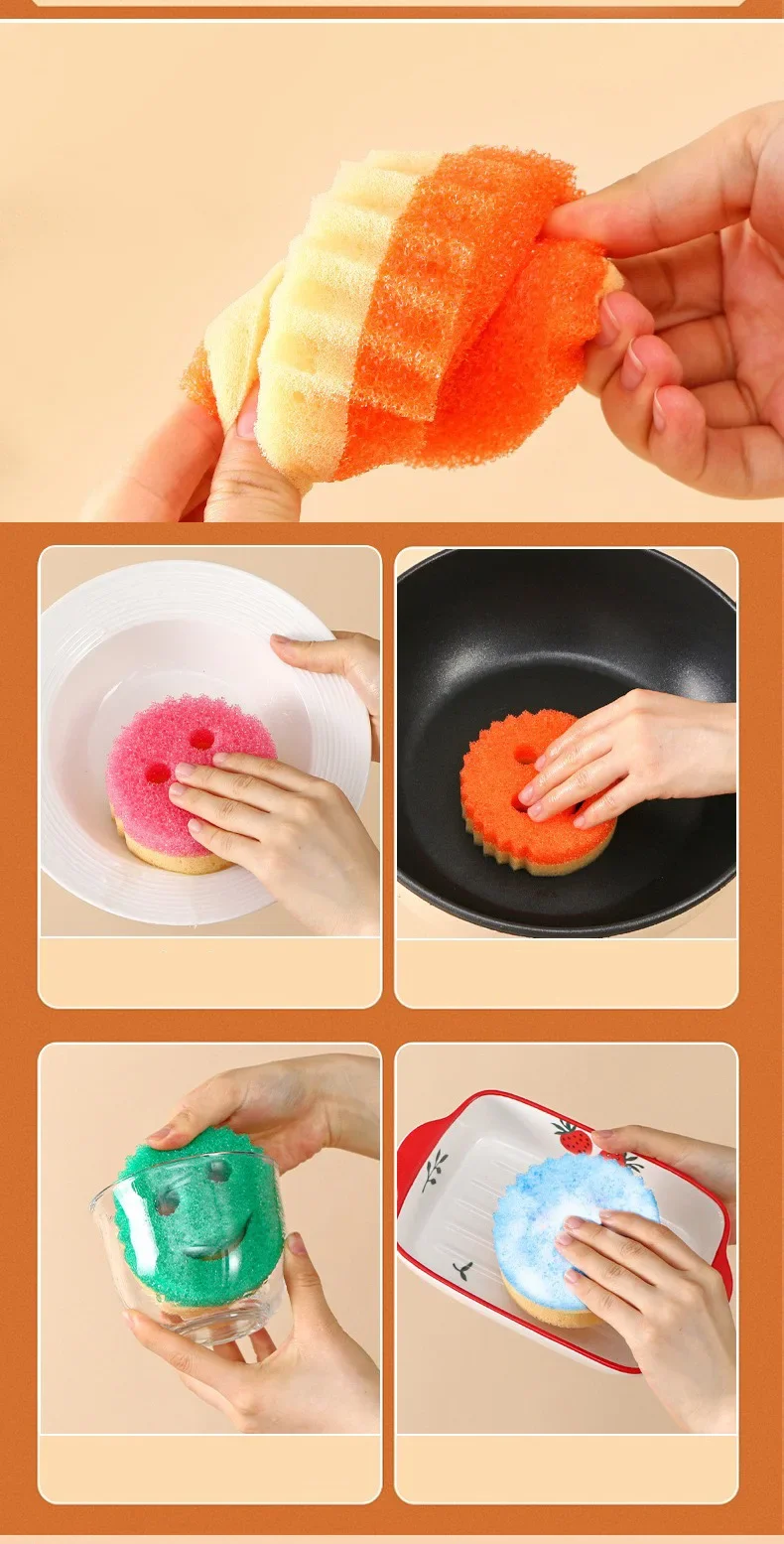 Two Side Dish Washing Sponge Kitchen Cleaning Strong Scouring Pad Miracle Sponge Household Kitchen Magic Cleaning Wipe Sponge