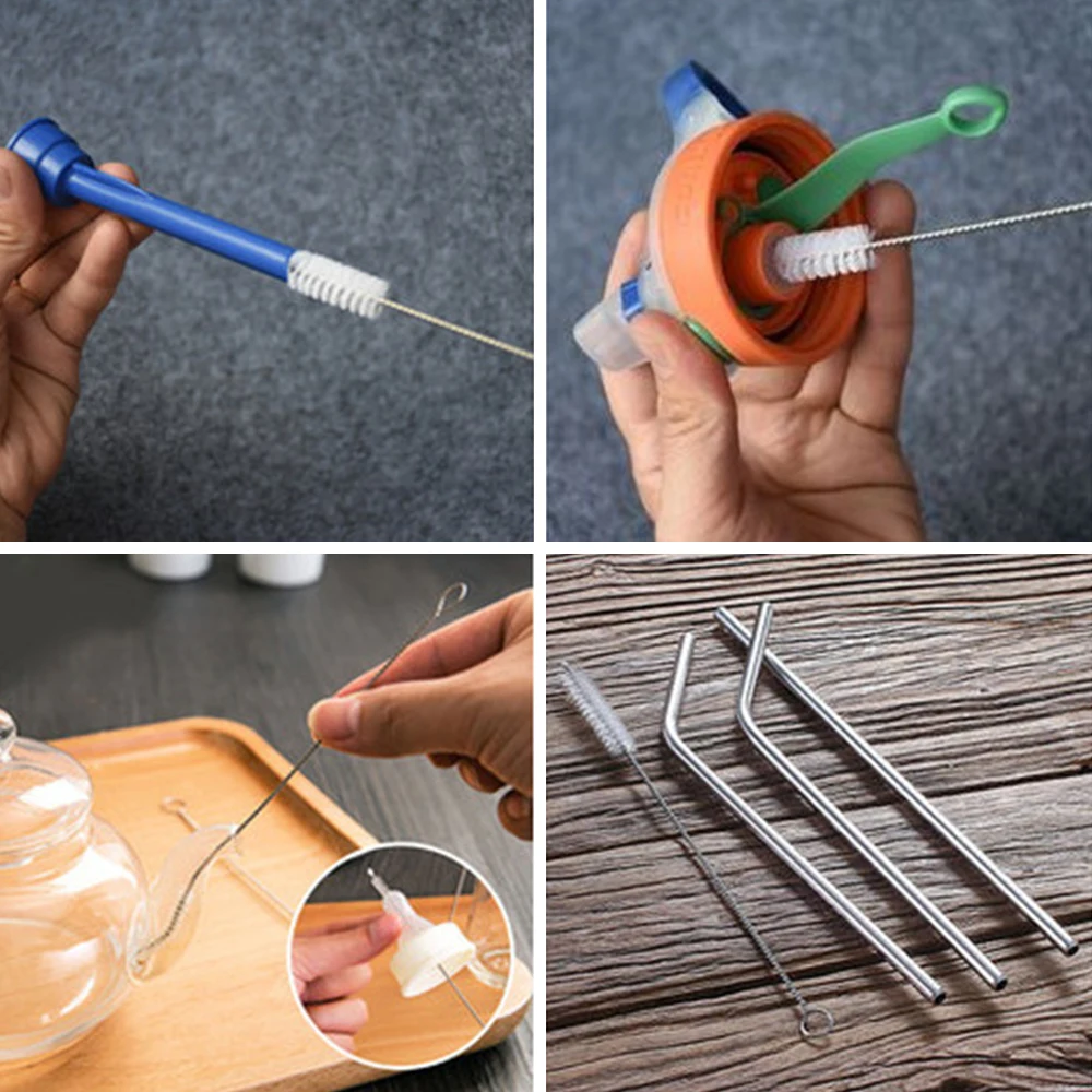 10Pcs Nylon Bottle Straw Household Cleaning Brush Set Kitchen Cleaning Brushes Bristle Kit Tube Bottle Straw Washing Cleaner