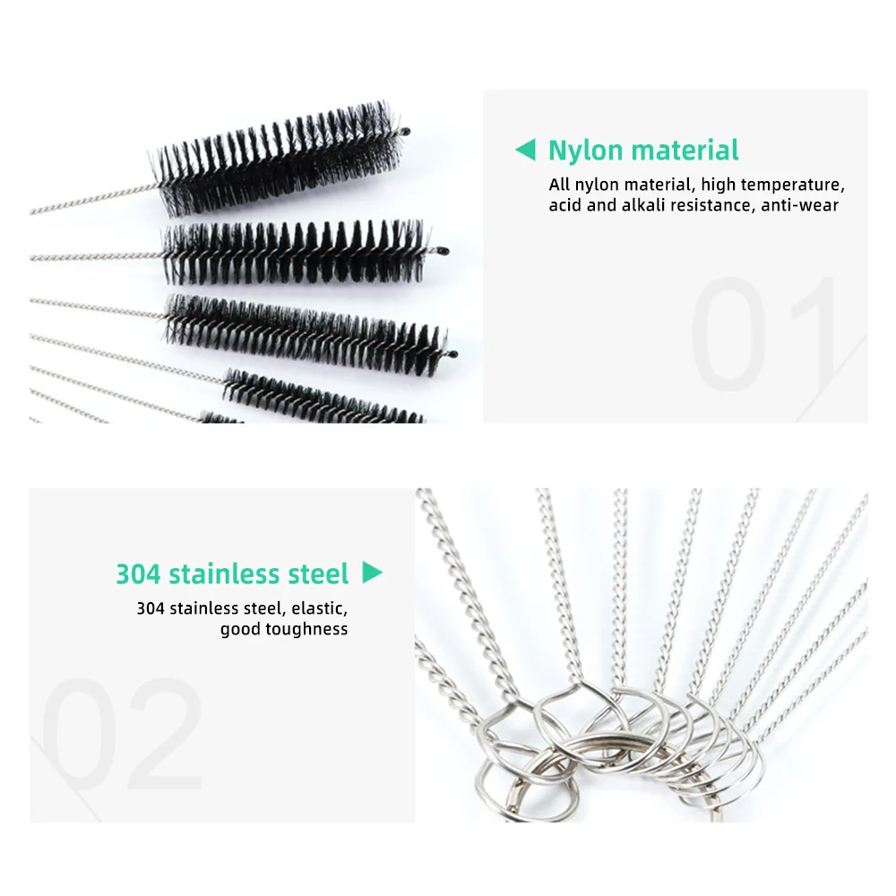 10Pcs Nylon Bottle Straw Household Cleaning Brush Set Kitchen Cleaning Brushes Bristle Kit Tube Bottle Straw Washing Cleaner
