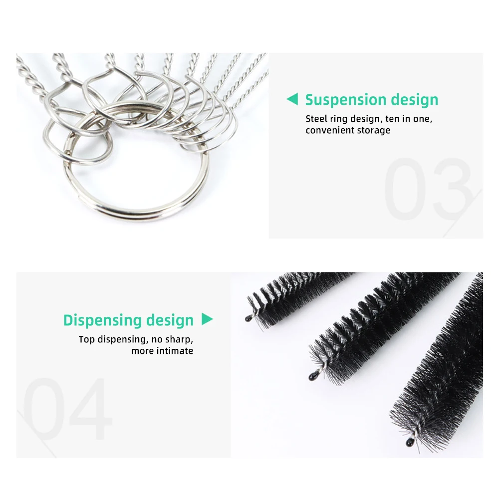 10Pcs Nylon Bottle Straw Household Cleaning Brush Set Kitchen Cleaning Brushes Bristle Kit Tube Bottle Straw Washing Cleaner