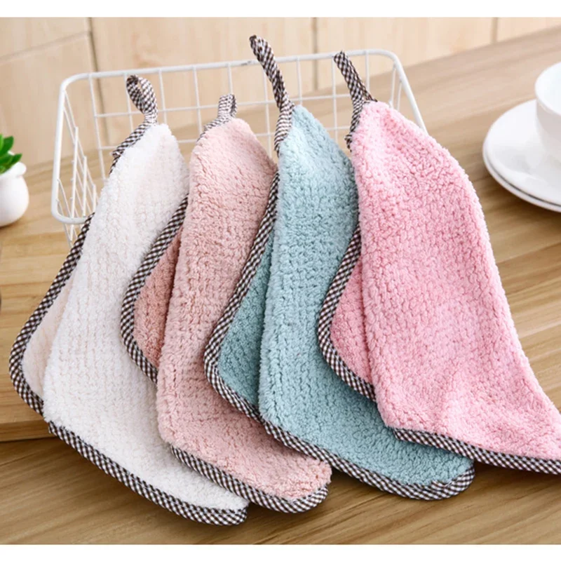 1/5/10Pcs Kitchen Towels Hangable Cleaning Cloth for Tableware Dish Cloth Microfiber Absorbent Household Cleaning Towels