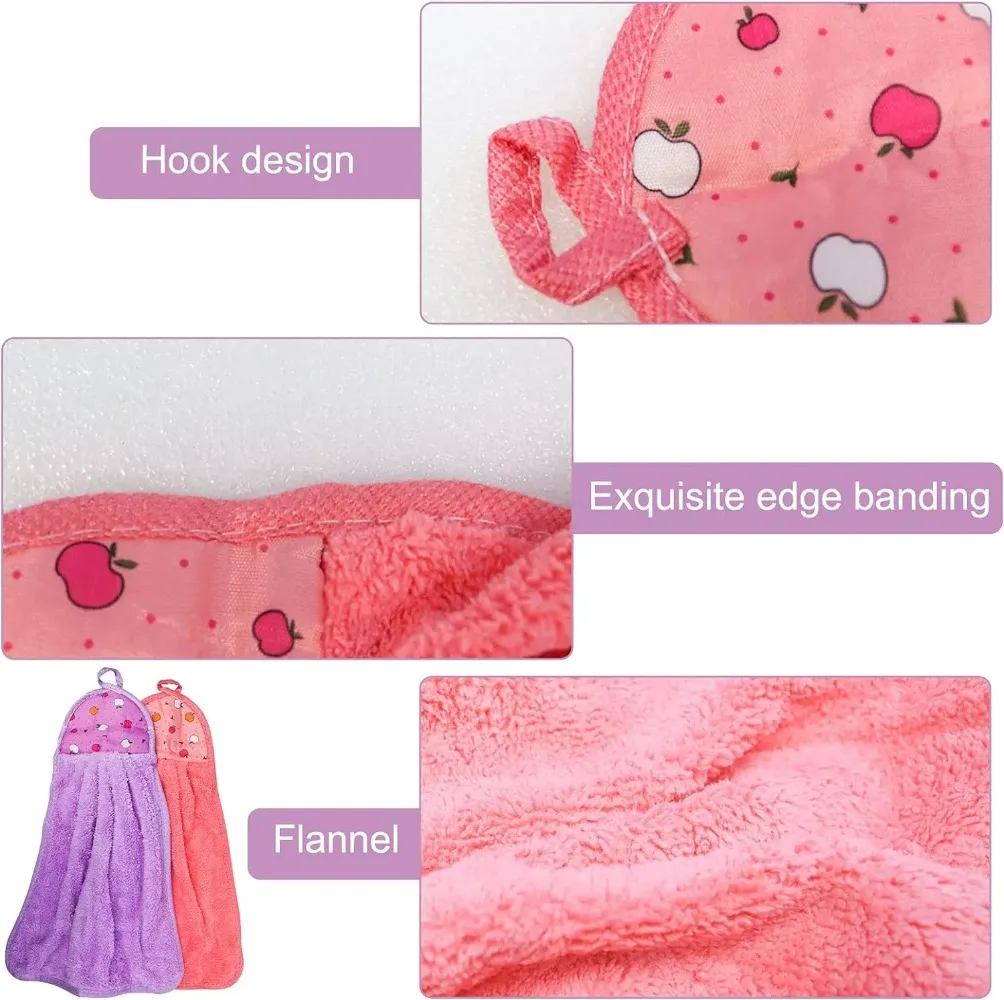 4Pc Small Cleaning Cloth Dishcloth Hand Towel Useful Thing for Kitchen Children Cartoon Bathroom Housework Hanging Type Cute Rag
