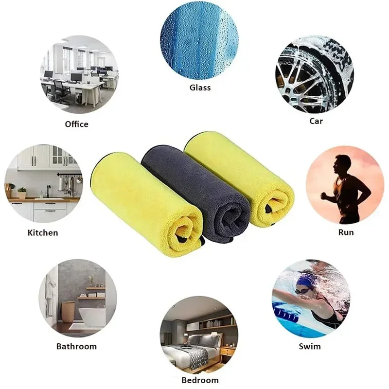 Car Wash Microfiber Towel Super Absorbent Car Cleaning Drying Cloth Kitchen Washing Towels Double Layer Household Cleaning Tool