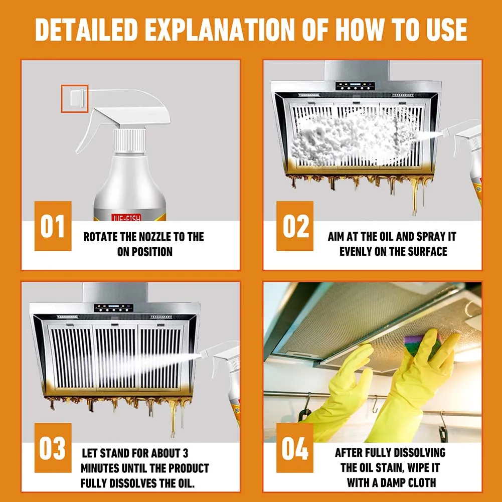 Multipurpose Foam Cleaner Spray 60ml Grease Cleaner Household Cleaning Tools Dirt Oil Cleaning Bubble Spray Kitchen Accessories