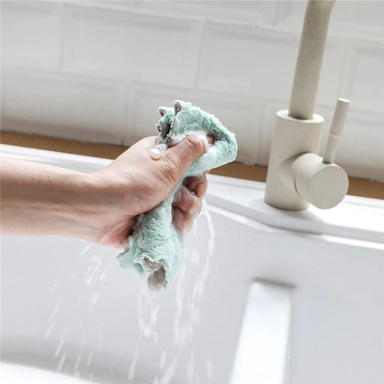 10Pcs Kitchen Cloth Dish Towels Super Absorbent Coral Velvet Dishtowels Nonstick Oil Washable Fast Drying JT224