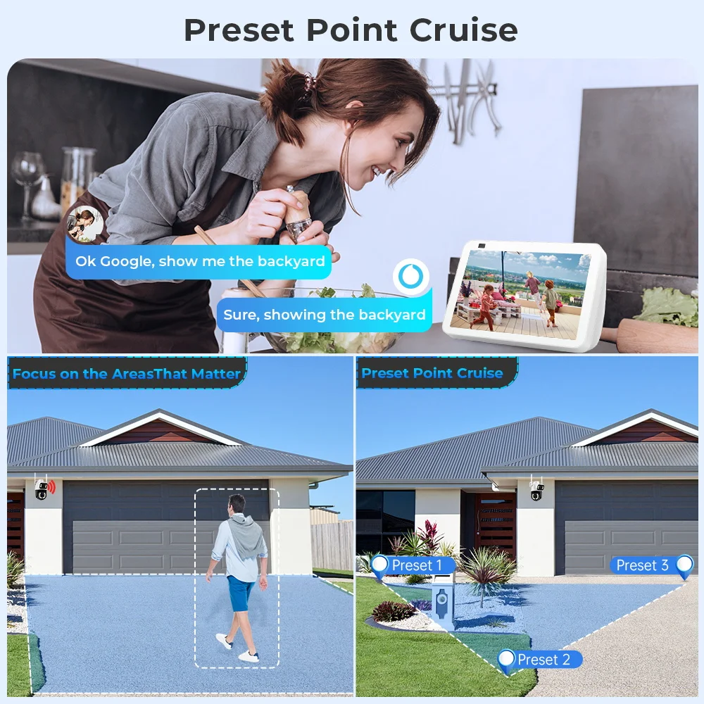 4K 8MP HD Wifi PTZ Camera Outdoor 4MP Dual Lens Dual Screen AI Auto Tracking IP Camera CCTV Audio Video Surveillance P2P ICSee