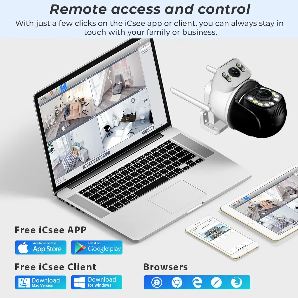 4K 8MP HD Wifi PTZ Camera Outdoor 4MP Dual Lens Dual Screen AI Auto Tracking IP Camera CCTV Audio Video Surveillance P2P ICSee
