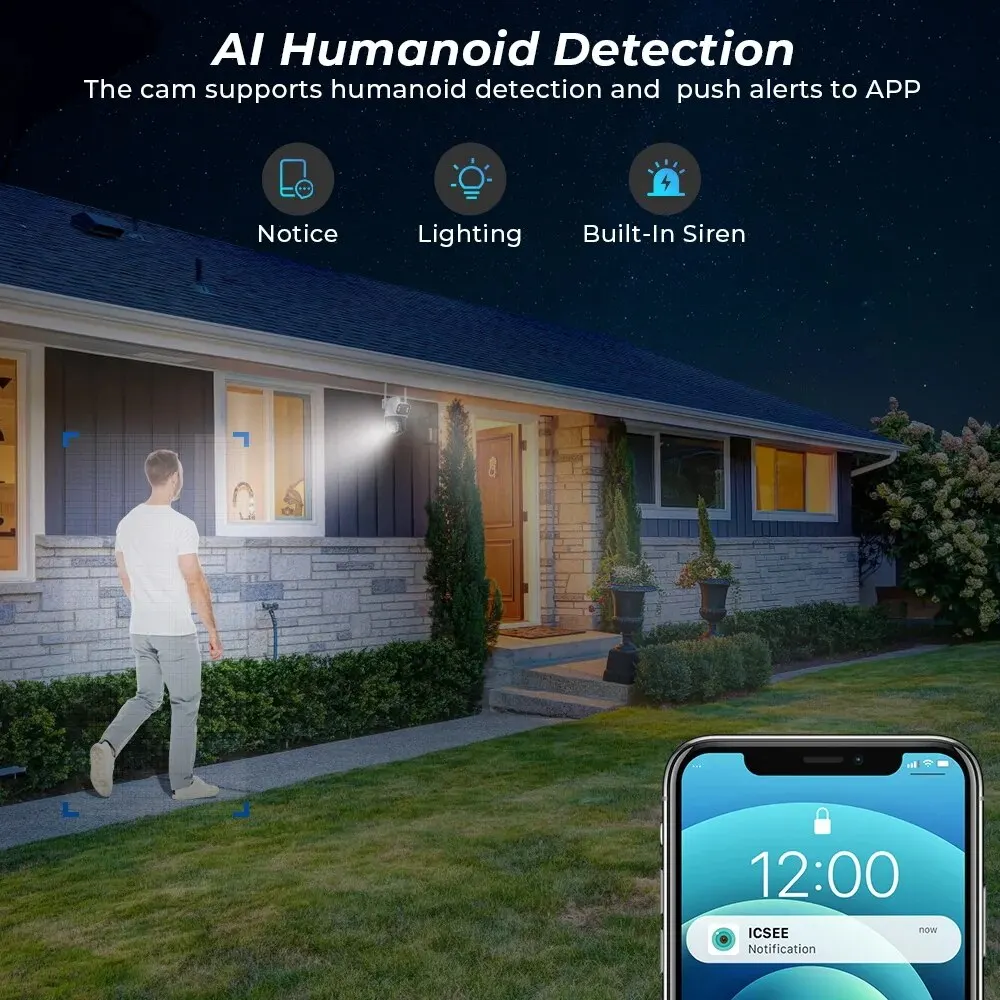 4K 8MP HD Wifi PTZ Camera Outdoor 4MP Dual Lens Dual Screen AI Auto Tracking IP Camera CCTV Audio Video Surveillance P2P ICSee 4K 8MP HD Wifi PTZ Camera Outdoor 4MP Dual Lens Dual Screen AI Auto Tracking IP Camera CCTV Audio Video Surveillance P2P ICSee