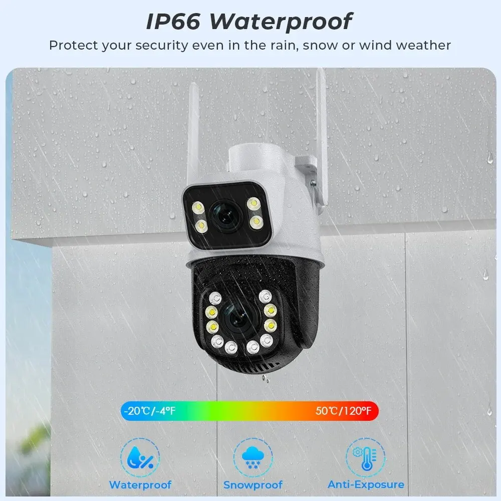 4K 8MP HD Wifi PTZ Camera Outdoor 4MP Dual Lens Dual Screen AI Auto Tracking IP Camera CCTV Audio Video Surveillance P2P ICSee 4K 8MP HD Wifi PTZ Camera Outdoor 4MP Dual Lens Dual Screen AI Auto Tracking IP Camera CCTV Audio Video Surveillance P2P ICSee