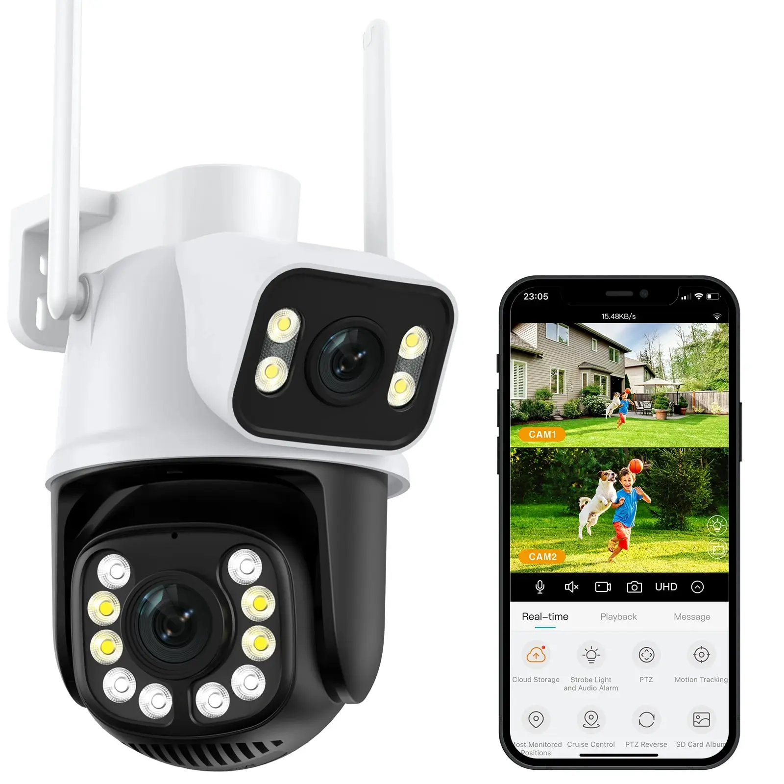4K 8MP HD Wifi PTZ Camera Outdoor 4MP Dual Lens Dual Screen AI Auto Tracking IP Camera CCTV Audio Video Surveillance P2P ICSee 4K 8MP HD Wifi PTZ Camera Outdoor 4MP Dual Lens Dual Screen AI Auto Tracking IP Camera CCTV Audio Video Surveillance P2P ICSee