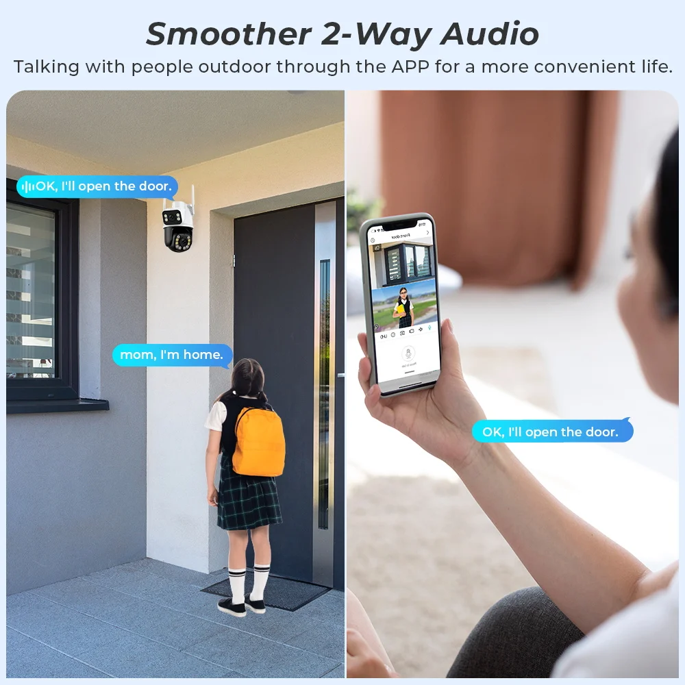 4K 8MP HD Wifi PTZ Camera Outdoor 4MP Dual Lens Dual Screen AI Auto Tracking IP Camera CCTV Audio Video Surveillance P2P ICSee