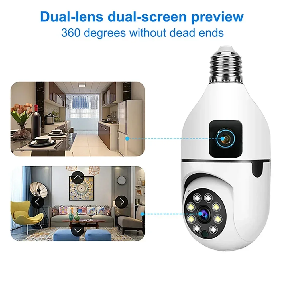 4MP Dual Lens WIFI Bulb Camera CCTV IP Wireless PTZ Cameras Color Night Vision Two-Way Audio Indoor Video Surveillance Cam 4MP Dual Lens WIFI Bulb Camera CCTV IP Wireless PTZ Cameras Color Night Vision Two-Way Audio Indoor Video Surveillance Cam