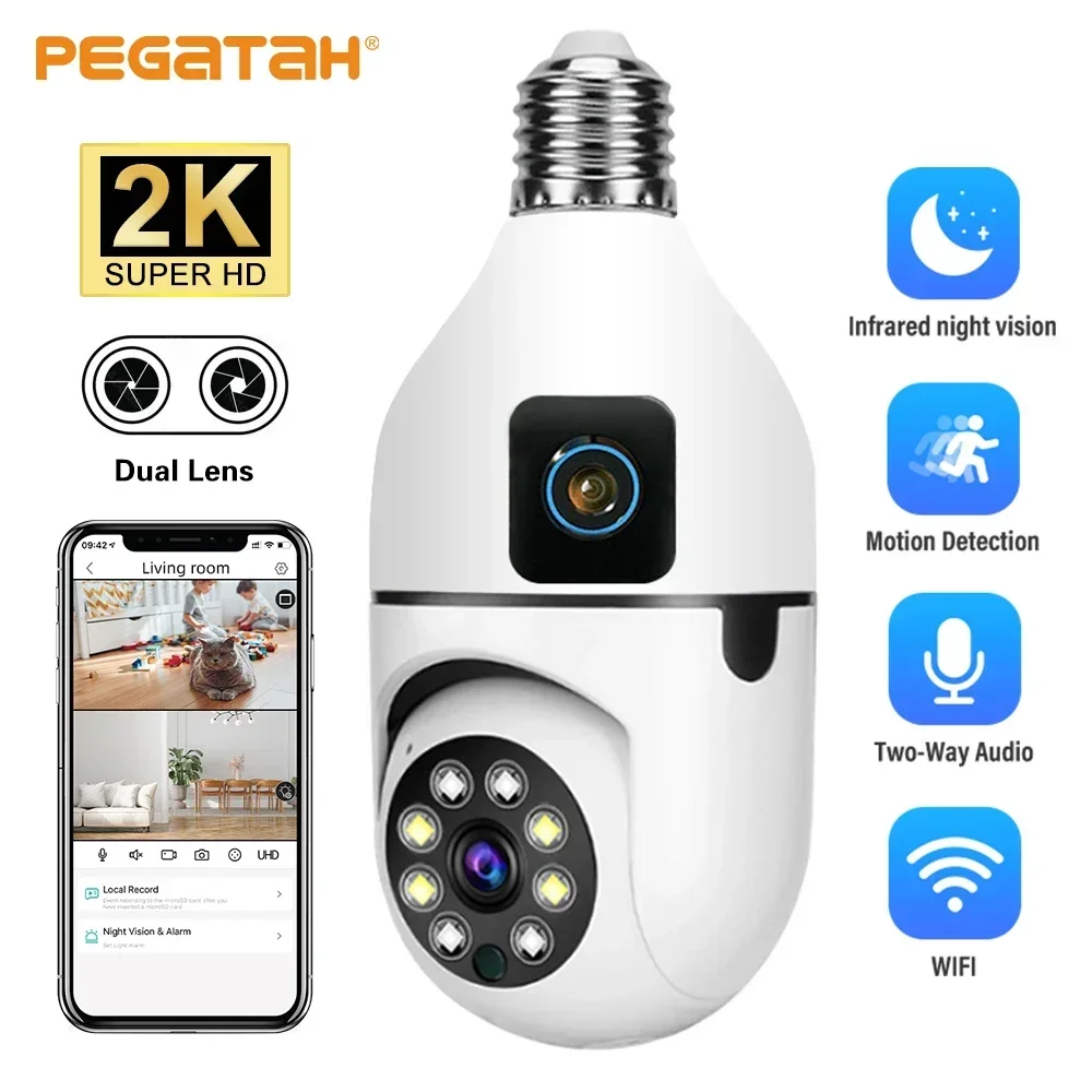 4MP Dual Lens WIFI Bulb Camera CCTV IP Wireless PTZ Cameras Color Night Vision Two-Way Audio Indoor Video Surveillance Cam 4MP Dual Lens WIFI Bulb Camera CCTV IP Wireless PTZ Cameras Color Night Vision Two-Way Audio Indoor Video Surveillance Cam